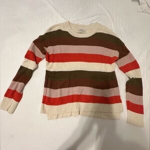 Striped madewell sweater with pockets on the front